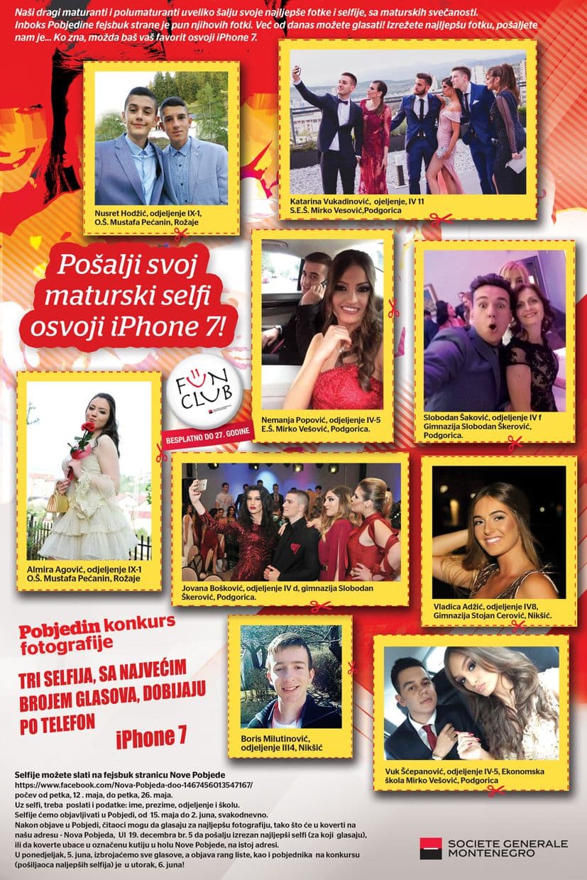 Nagradna igra Pobjede: Od danas glasanje za najljepše selfije Nagradna igra Pobjede: Od danas glasanje za najljepše selfije