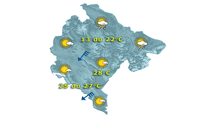 Sjutra sunčano, na sjeveru promjenljivo oblačno Sjutra sunčano, na sjeveru promjenljivo oblačno