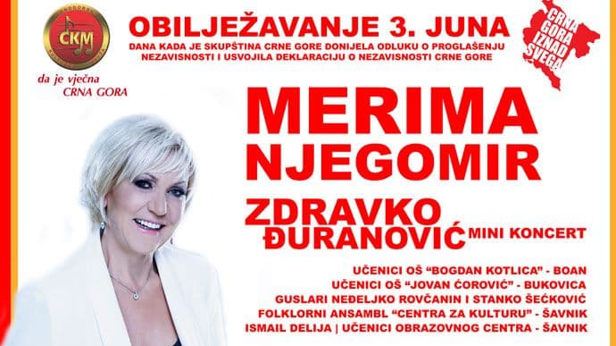 Koncert Merime Njegomir i Zdravka Đuranovića 3. juna Koncert Merime Njegomir i Zdravka Đuranovića 3. juna
