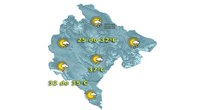 Temperatura do 37 stepeni, od sredine dana kiša Temperatura do 37 stepeni, od sredine dana kiša
