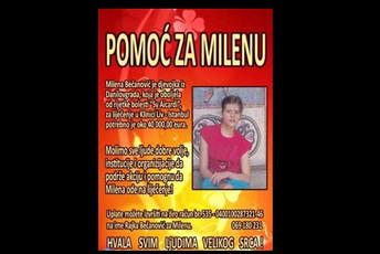 Mileni Bečanović neophodna pomoć za liječenje