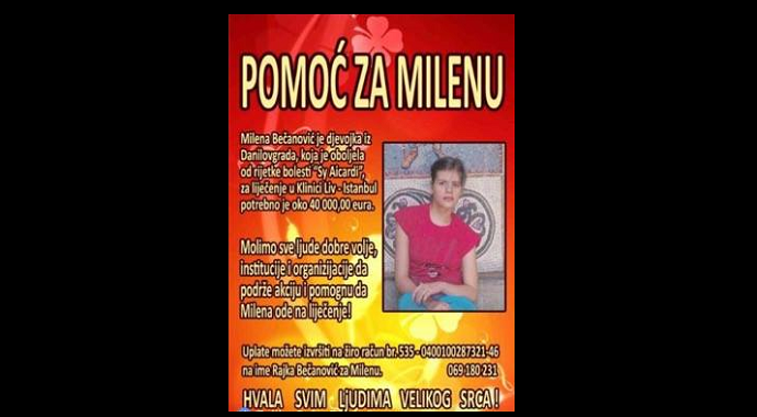 Mileni Bečanović neophodna pomoć za liječenje Mileni Bečanović neophodna pomoć za liječenje