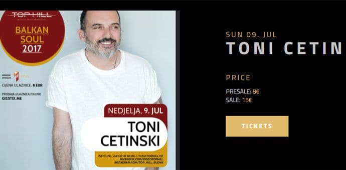 Koncert Tonija Cetinskog na Top Hill-u! Koncert Tonija Cetinskog na Top Hill-u!