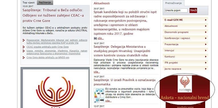 Pokrenuta anketa o nacionalnom brendu Crne Gore Pokrenuta anketa o nacionalnom brendu Crne Gore