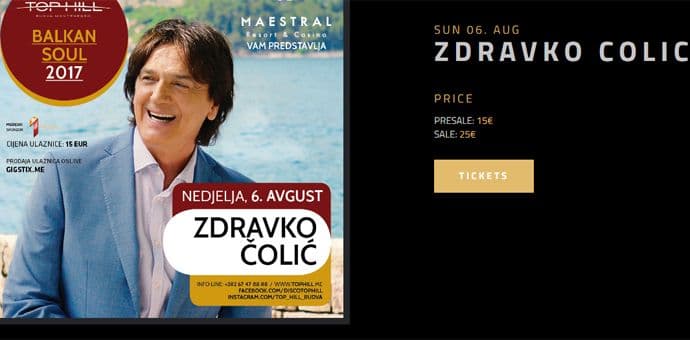 Zdravko Čolić na Top Hill-u u nedjelju! Zdravko Čolić na Top Hill-u u nedjelju!
