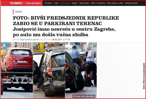 Bivši predsjednik Hrvatske izazvao udes u centru Zagreba Bivši predsjednik Hrvatske izazvao udes u centru Zagreba