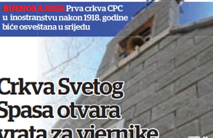BUENOS AJRES: Crkva Svetog Spasa otvara vrata za vjernike BUENOS AJRES: Crkva Svetog Spasa otvara vrata za vjernike
