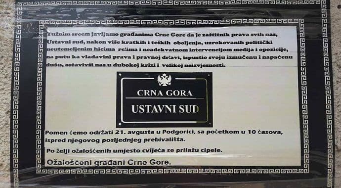 Podgorica: Održali pomen Ustavnom sudu Crne Gore (Foto) Podgorica: Održali pomen Ustavnom sudu Crne Gore (Foto)