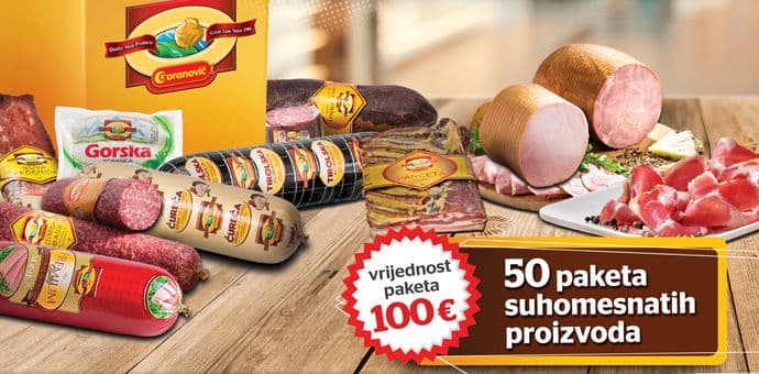 Zimnica sa Pobjedom i Goranovićem: Čitaocima 50 suhomesnatih paketa vrijednosti po 100 eura Zimnica sa Pobjedom i Goranovićem: Čitaocima 50 suhomesnatih paketa vrijednosti po 100 eura
