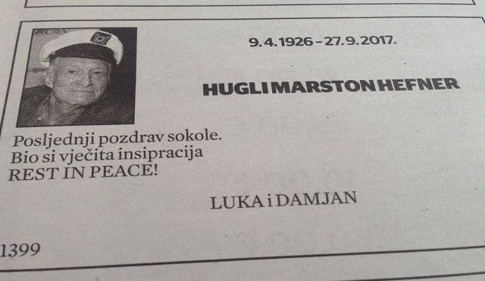 Crnogorci se oprostili od Hefnera: Bio si vječita inspiracija Crnogorci se oprostili od Hefnera: Bio si vječita inspiracija