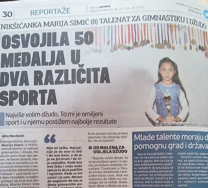 Osmogodišnja šampionka iz Nikšića živi u siromaštvu Osmogodišnja šampionka iz Nikšića živi u siromaštvu