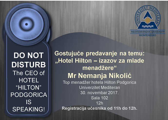 Sjutra predavanje Nemanje Nikolića na Univerzitetu Mediteran Sjutra predavanje Nemanje Nikolića na Univerzitetu Mediteran