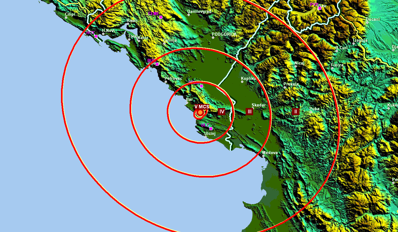 Zemljotres jačine 3,5 Rihtera potresao jug Crne Gore Zemljotres jačine 3,5 Rihtera potresao jug Crne Gore