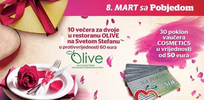 Za 8. mart ukupno 40 vrijednih poklona Za 8. mart ukupno 40 vrijednih poklona