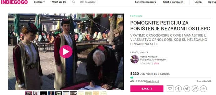Počelo prikupljanje donacija za peticiju za povraćaj crnogorskih manastira Počelo prikupljanje donacija za peticiju za povraćaj crnogorskih manastira