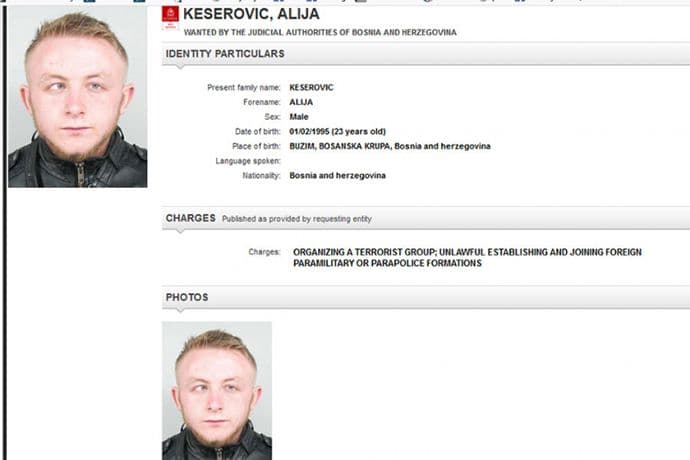 Raspisana crvena potjernica za Bosancem članom Islamske države Raspisana crvena potjernica za Bosancem članom Islamske države