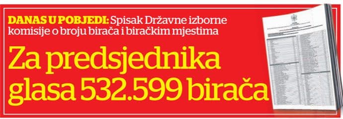 Za predsjednika glasa 532.599 birača Za predsjednika glasa 532.599 birača