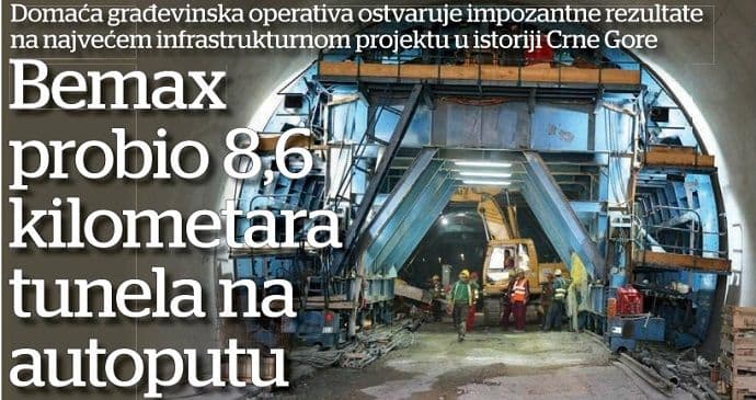 Bemax probio 8,6 kilometara tunela na autoputu Bemax probio 8,6 kilometara tunela na autoputu