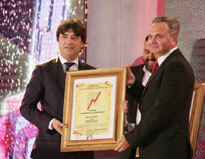 Goranu Jevriću uručena nagrada za evropskog najmenadžera Goranu Jevriću uručena nagrada za evropskog najmenadžera