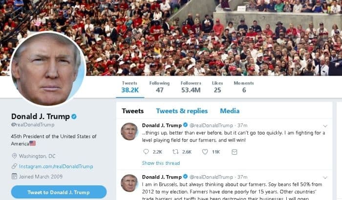 Tramp državnik s najviše pratilaca na Tviteru Tramp državnik s najviše pratilaca na Tviteru