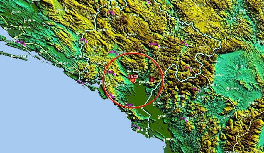 Slabiji zemljotres u okolini Podgorice Foto: Seizmološki zavod