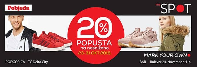 Uz Pobjedu: U utorak 20 odsto popusta u radnjama The SPOT! Uz Pobjedu: U utorak 20 odsto popusta u radnjama The SPOT!