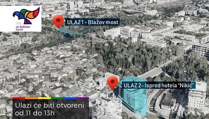 Ulazi na Montenegro prajd biće otvoreni od 11 do 13 sati na dvije lokacije Ulazi na Montenegro prajd biće otvoreni od 11 do 13 sati na dvije lokacije