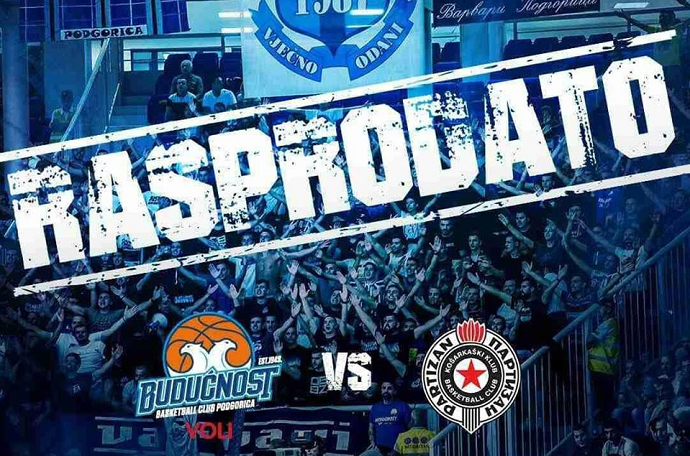 Rasprodate karte za Budućnost Voli - Partizan Rasprodate karte za Budućnost Voli - Partizan
