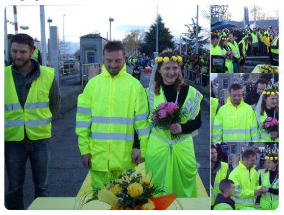 Vjenčanje para "žutih prsluka" u Francuskoj Foto: Tviter