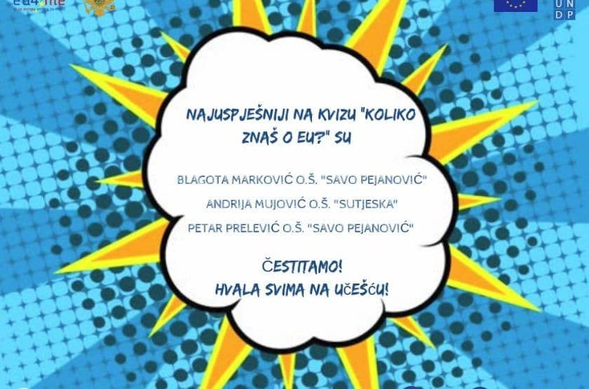 Učenici iz Podgorice najbolji na takmičenju o znanju o EU Učenici iz Podgorice najbolji na takmičenju o znanju o EU