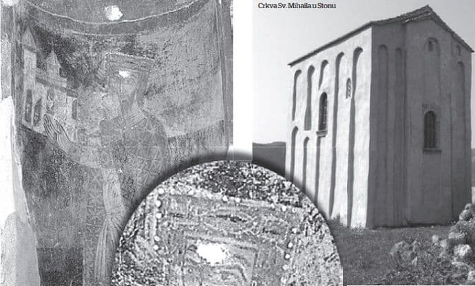 Dukljanski kralj na glavi ima krunu sa draguljima Dukljanski kralj na glavi ima krunu sa draguljima