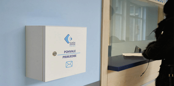 U Poliklinici KCCG-a postavljene kutije za primjedbe i pohvale Foto: PR Centar