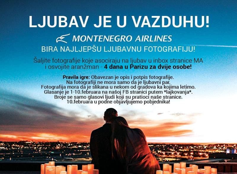 Montenegro Airlines bira najljepšu ljubavnu fotografiju i nagrađuje Montenegro Airlines bira najljepšu ljubavnu fotografiju i nagrađuje