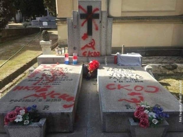 Srp i čekić na Pavelićevom grobu RTS