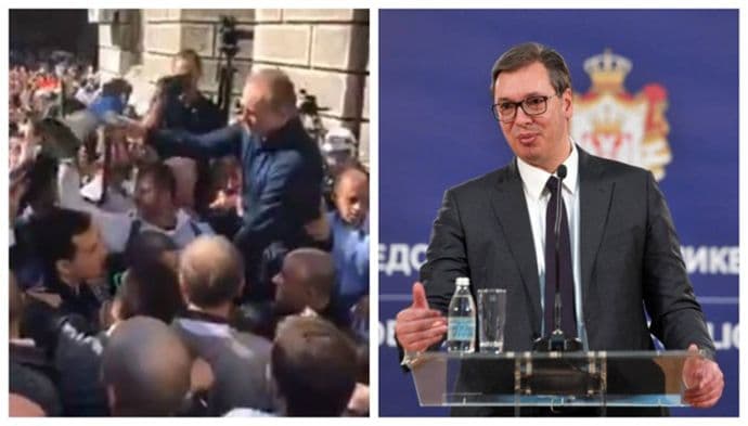 Demonstranti preskočili ogradu ispred Predsjedništva, Vučić: Mogu samo život da izgubim Demonstranti preskočili ogradu ispred Predsjedništva, Vučić: Mogu samo život da izgubim