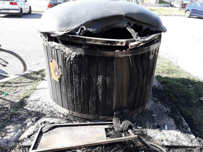 Na Zabjelu zapaljen podzemni kontejner Na Zabjelu zapaljen podzemni kontejner