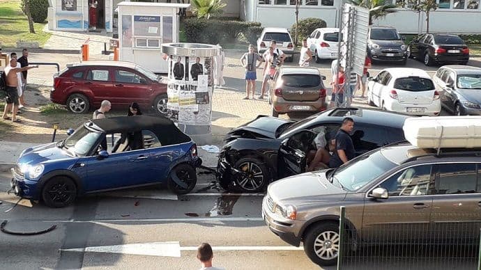 Lančani sudar kod Opštine Budva Foto: Jasna Marković