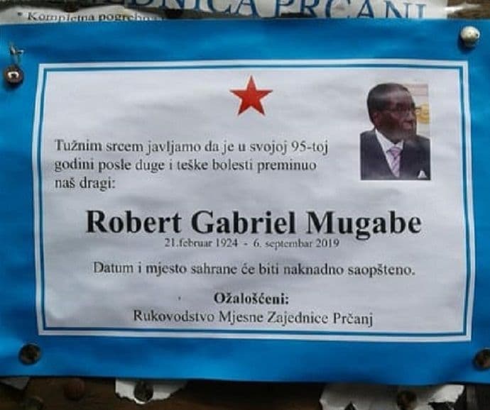 Rukovodstvo MZ Prčanj dalo umrlicu za Mugabea Foto: Podgorički vremeplov