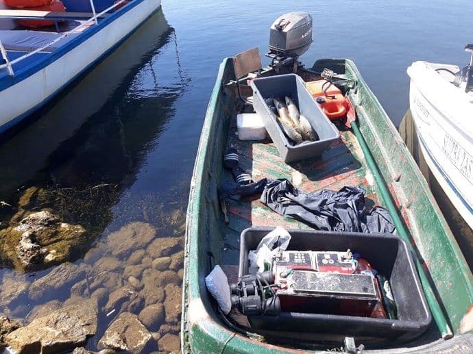 Uhvaćen u nelegalnom izlovu ribe, oduzeto plovilo, VMB, mreže i riba Uhvaćen u nelegalnom izlovu ribe, oduzeto plovilo, VMB, mreže i riba