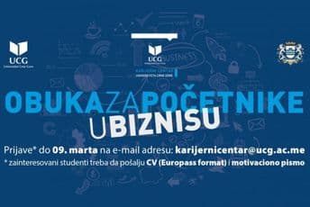 UCG: Do 9. marta prijave za besplatnu obuku početnika u biznisu UCG: Do 9. marta prijave za besplatnu obuku početnika u biznisu