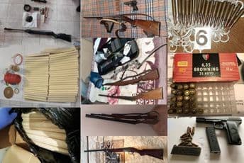 Policija uhapsila osam osoba, pronašli eksploziv, puške i municiju Policija uhapsila osam osoba, pronašli eksploziv, puške i municiju