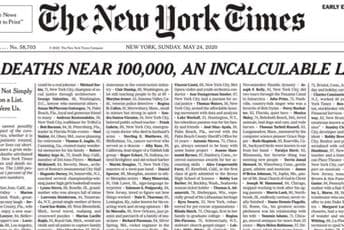 Njujork Tajms na naslovnici objavio hiljadu imena žrtava korone Njujork Tajms na naslovnici objavio hiljadu imena žrtava korone