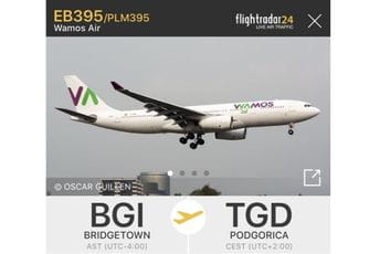 Sa Barbadosa poletio avion sa 143 pomorca iz Crne Gore Sa Barbadosa poletio avion sa 143 pomorca iz Crne Gore