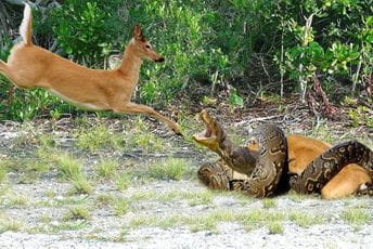 Ogromni piton napao srnu: Spasio je muškarac sa štapom Ogromni piton napao srnu: Spasio je muškarac sa štapom