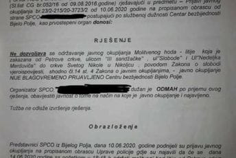 Zabranjena litija u Bijelom Polju, nije prijavljena na vrijeme Zabranjena litija u Bijelom Polju, nije prijavljena na vrijeme