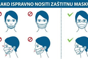 Zaštitna maska se ne nosi ispod nosa, a pogotovo ne ispod brade! Zaštitna maska se ne nosi ispod nosa, a pogotovo ne ispod brade!