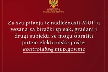 MUP: Pitanja u vezi sa biračkim spiskom dostavljati putem elektronske pošte MUP: Pitanja u vezi sa biračkim spiskom dostavljati putem elektronske pošte