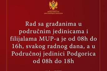 MUP: U avgustu produženo radno vrijeme šaltera MUP: U avgustu produženo radno vrijeme šaltera