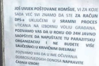 Ultimatum komšijama da u roku od 24 sata napuste DPS Ultimatum komšijama da u roku od 24 sata napuste DPS