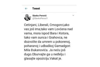 Lažni profil Slavka Perovića na Tviteru Lažni profil Slavka Perovića na Tviteru